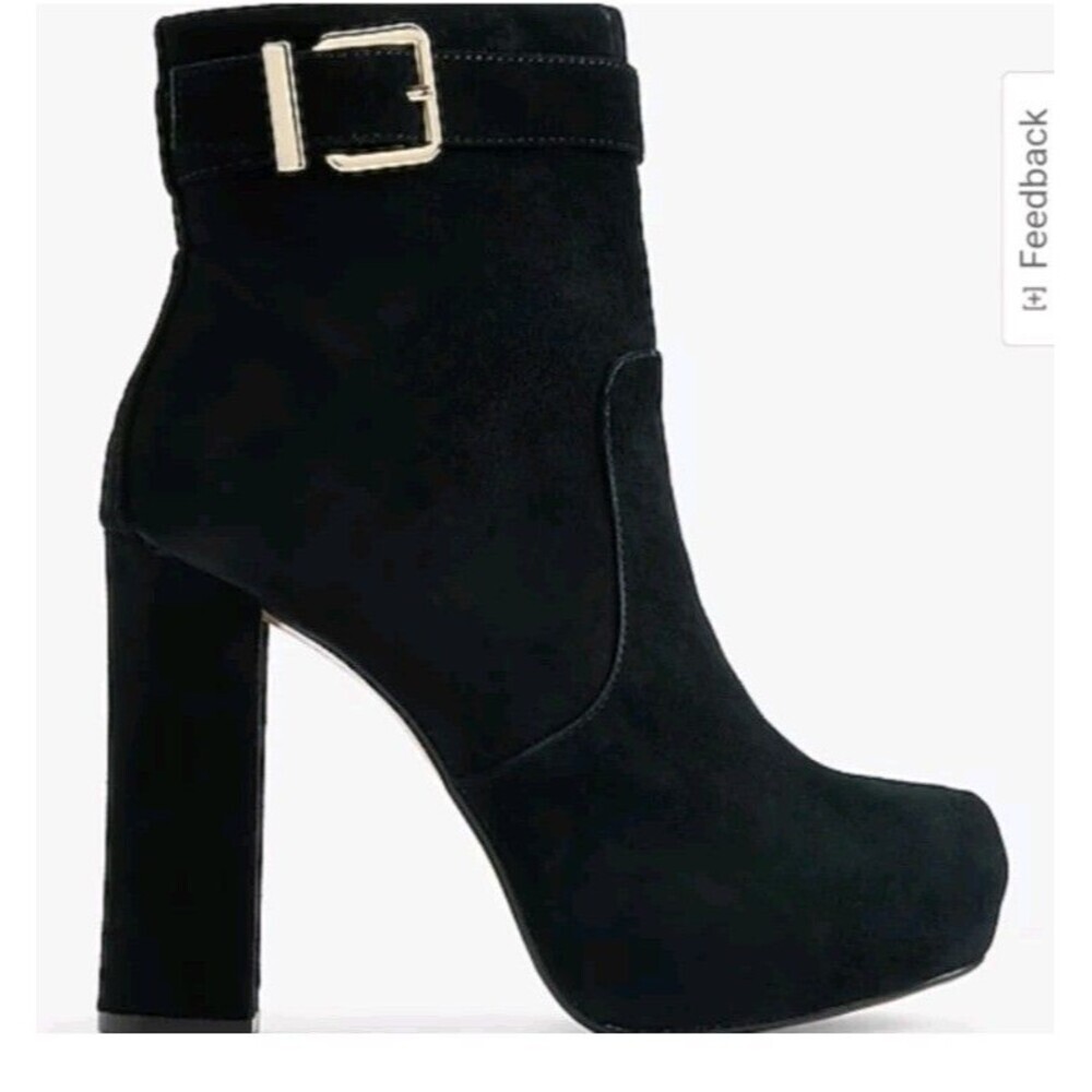 Express Leather Suede High Heel Platform Boots Sock Lining Black Size 10